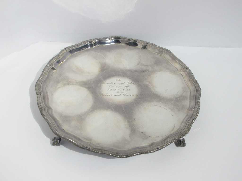 Appraisal: A silver presentation salver Sheffield