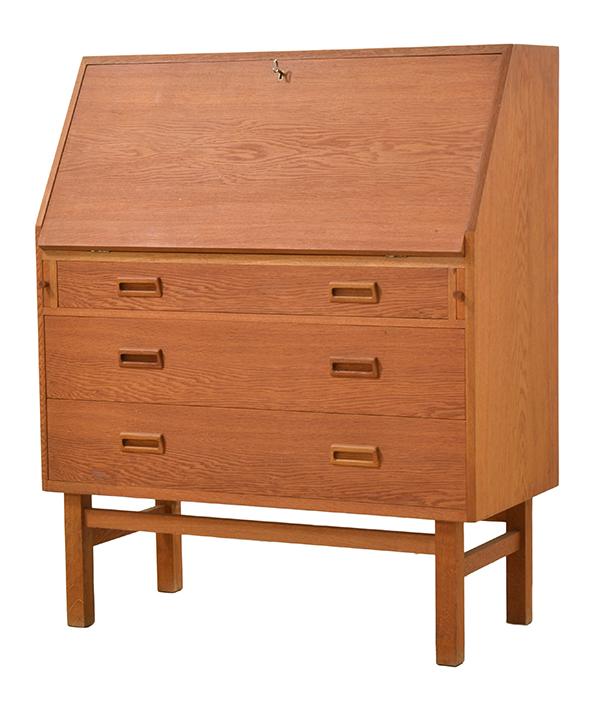 Appraisal: BORGE MOGENSEN DANISH - DROP FRONT BUREAU Scandinavian oak drop