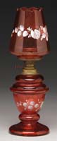 Appraisal: SCARCE CRANBERRY MINI LAMP S - Cranberry glass with white