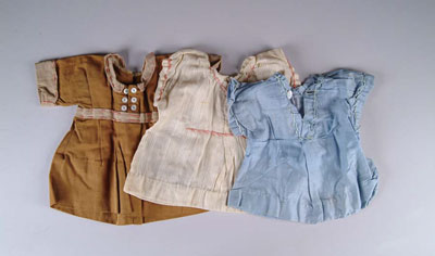 Appraisal: LOT OF ANTIQUE DOLL DRESSES A wardrobe of all same