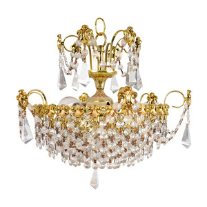 Appraisal: A Pair of Modern Gilt Metal and Glass Chandeliers TH