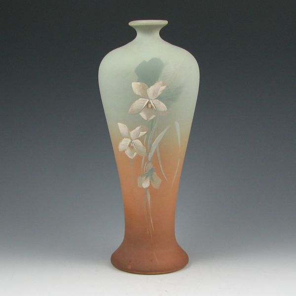 Appraisal: Owens Matte Utopian vase with floral design Artist signed with