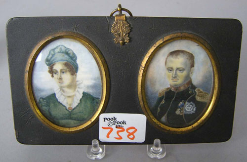 Appraisal: Three watercolor on ivory miniature portraits th c