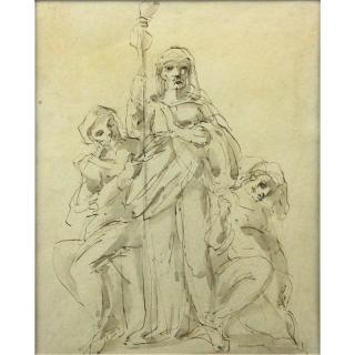 Appraisal: School of Tiepolo Ink Wash On Paper Old Master Drawing