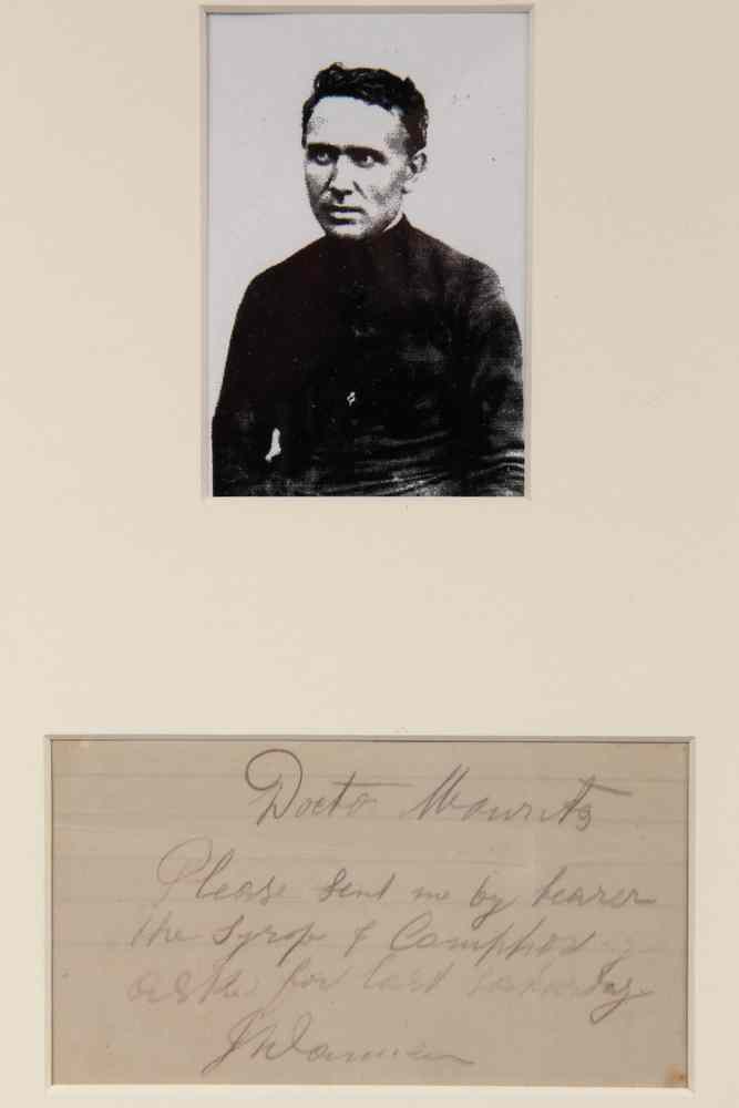 Appraisal: AUTOGRAPH NOTE FATHER DAMIEN OF MOLOKAI-''Doctor Moritz Please send me