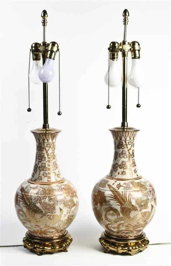 Appraisal: A Pair of Japanese Porcelain Vases each having gilt decoration