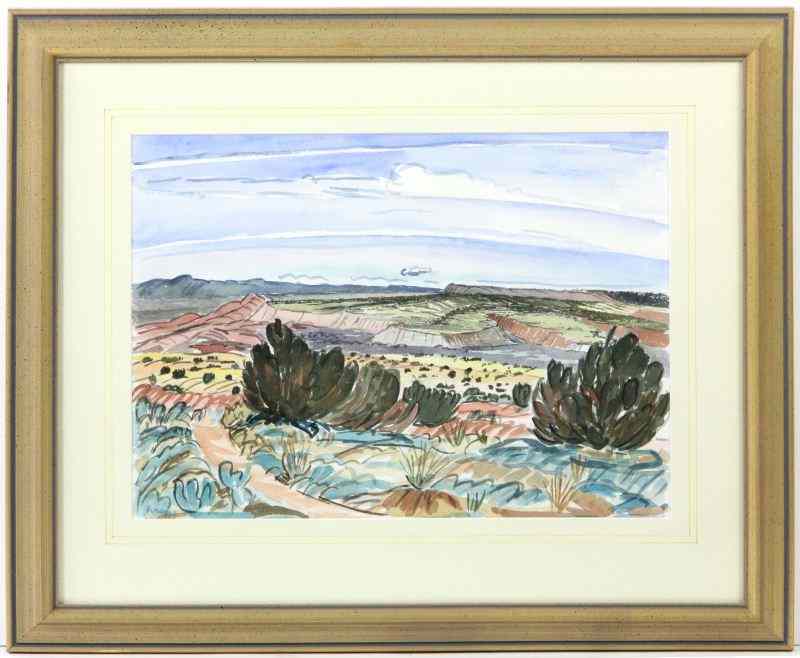 Appraisal: David Loren Bass Am Western Landscapewatercolor and pencil on paper