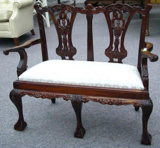 Appraisal: Chippendale Style Reproduction Child's Settee with ball and talon feet