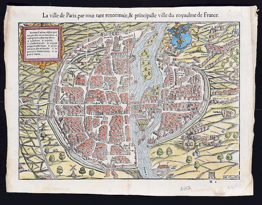 Appraisal: Sebastian Munster Map of Paris Sebastian Munster - La ville