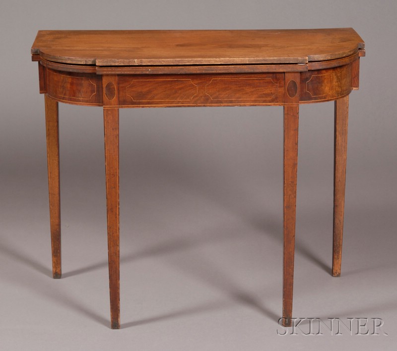 Appraisal: Federal Mahogany Inlaid Card Table Massachusetts c old surface imperfections