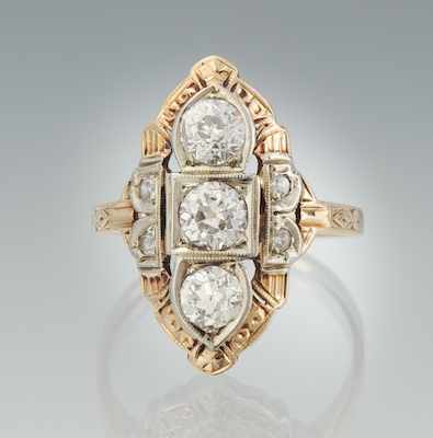 Appraisal: An Art Deco Diamond Ring k yellow and white gold