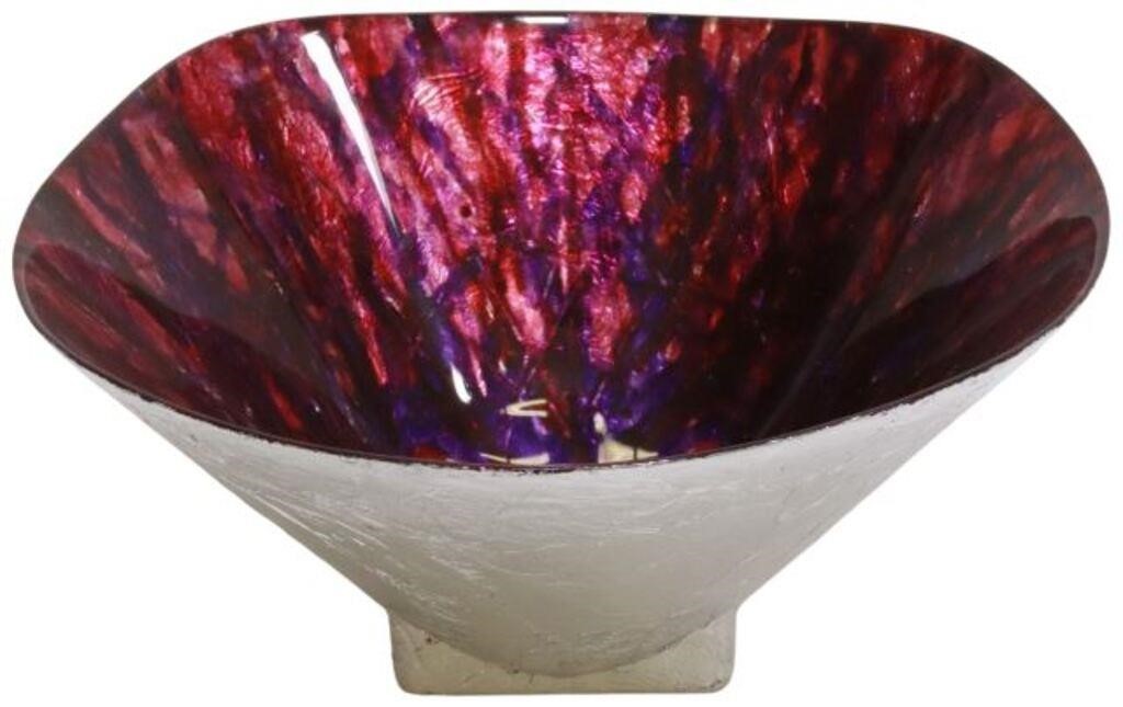 Appraisal: Italian modern metallic foil glass bowl attributed to Il Quadrifoglio