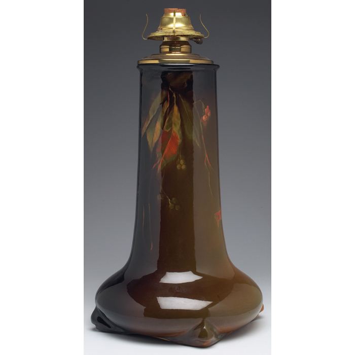 Appraisal: Weller Louwelsa lamp base large shape in a brown glaze