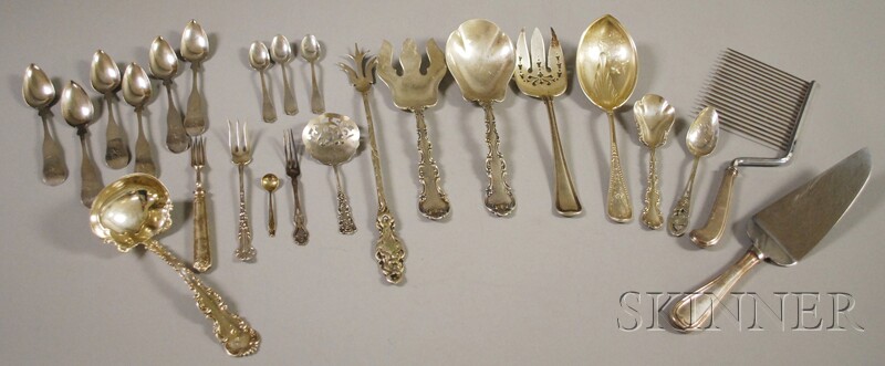 Appraisal: Group of Sterling and Coin Silver Flatware and Serving Items