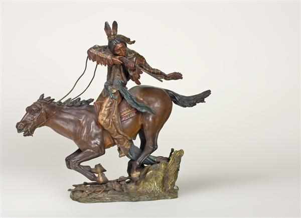 Appraisal: CARL KAUBA Austrian - ''Running Fire'' polychrome bronze signed ''