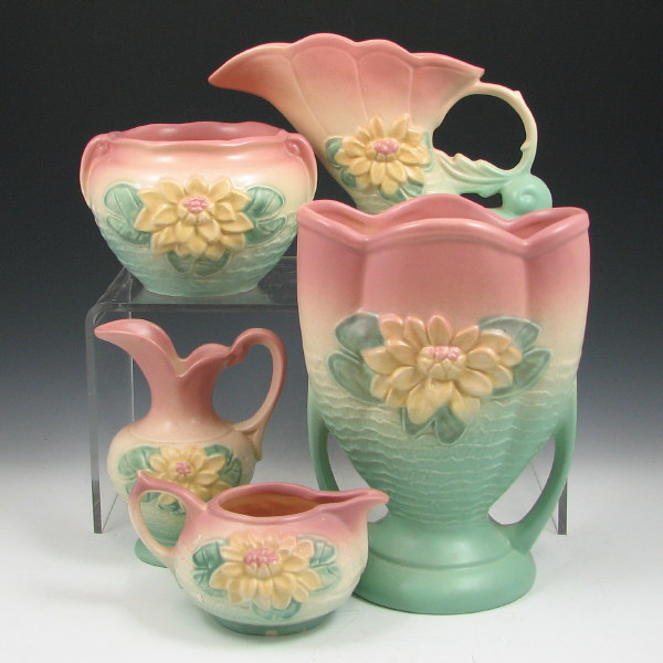 Appraisal: Hull Water Lily - Vase Pitcher Creamer Jard Lot of