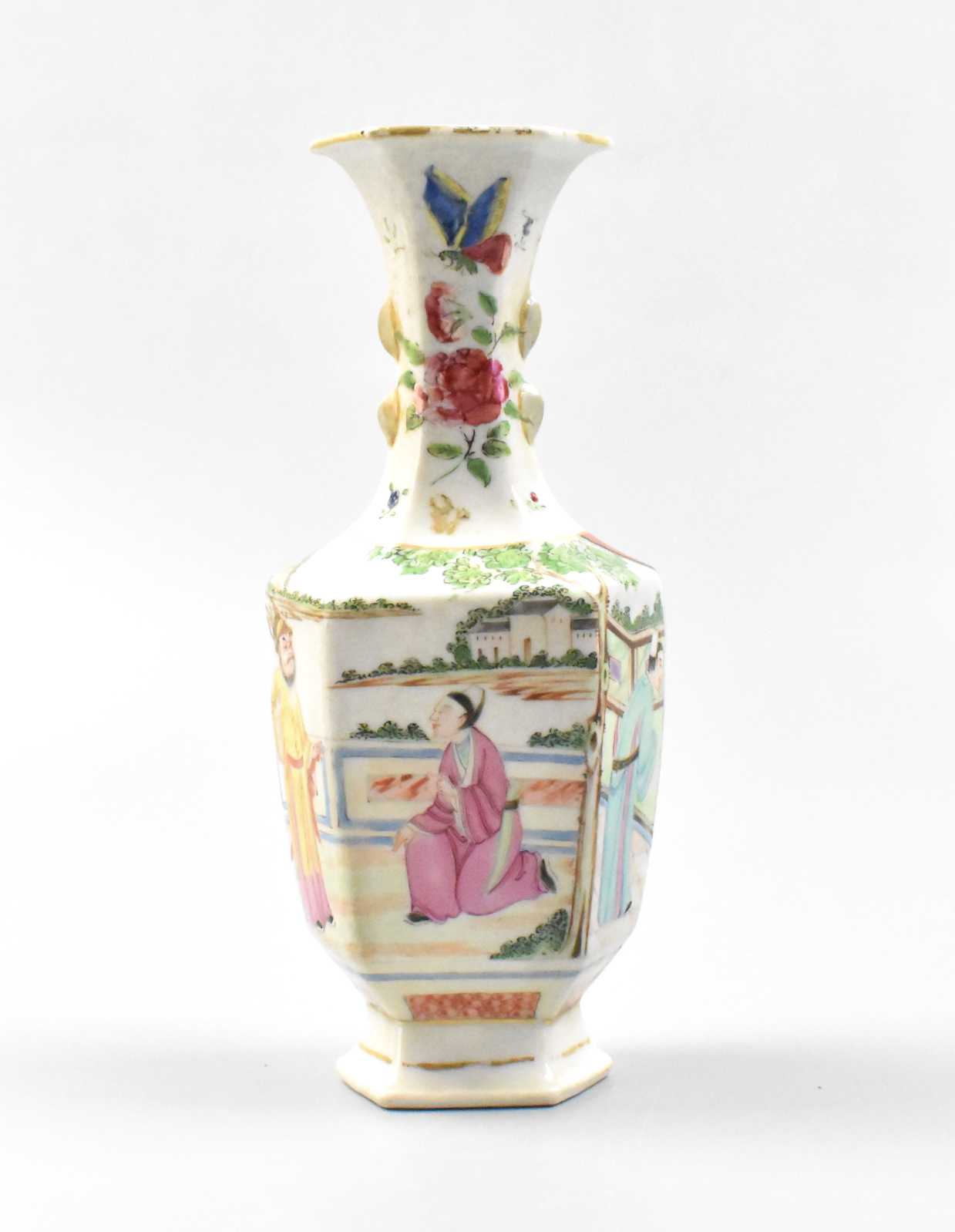 Appraisal: A Chinese hexagonal rose medallion vase dating from the th