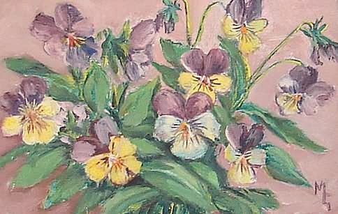 Appraisal: Pansies oil on masonite x SLR M G Artist American