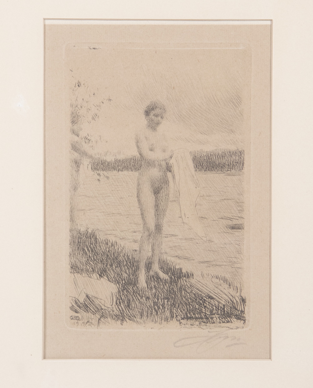 Appraisal: ANDERS ZORN IL SWEDEN - Dal River etching on tanned