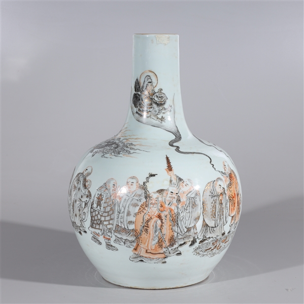 Appraisal: Chinese white glazed porcelain vase with numerous figures and gilt