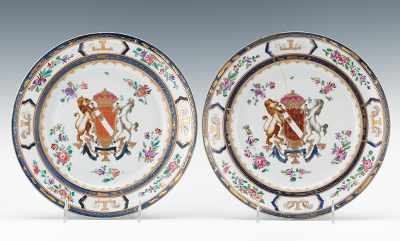 Appraisal: A Pair of Samson Faux Armorial Plates th Century Deep