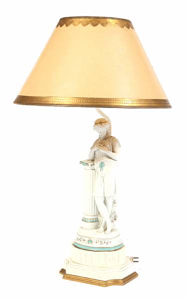 Appraisal: A Continental porcelain figural table lamp height in