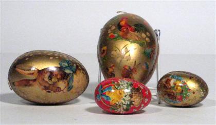 Appraisal: Four Decorated Paper Easter Eggs