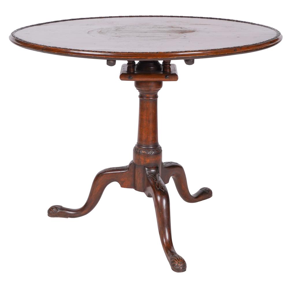 Appraisal: ENGLISH OAK TRIPOD TABLEwith birdcage support inches diameter inches high