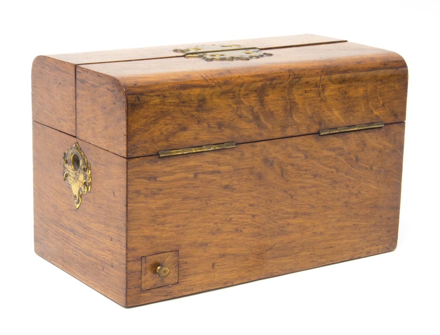 Appraisal: A Victorian oak cigar box with bi-fold top and two