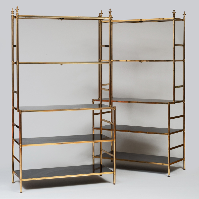 Appraisal: Pair of Contemporary Brass and Black Painted tag res in