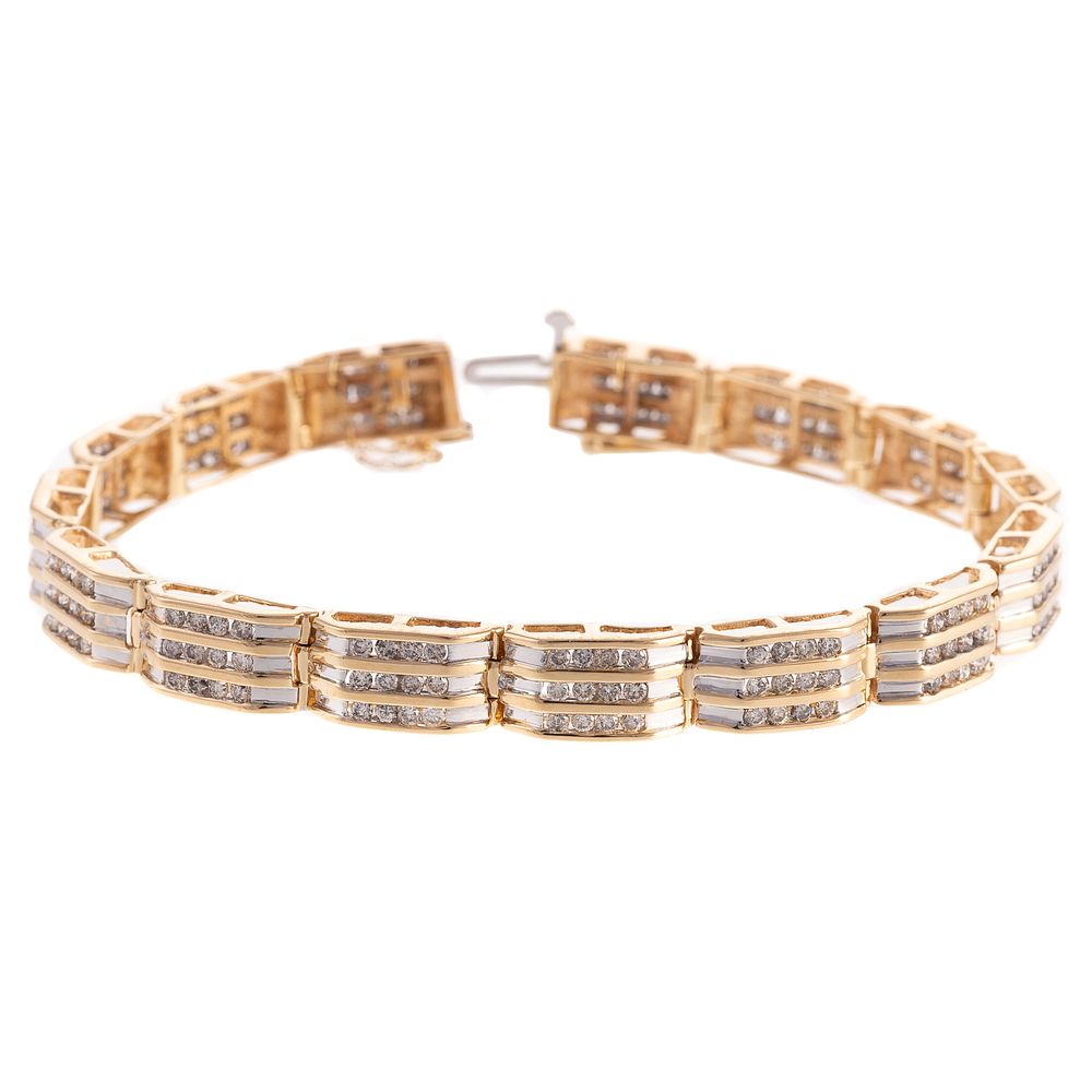 Appraisal: A Three Channel Link Diamond Bracelet in K K yellow