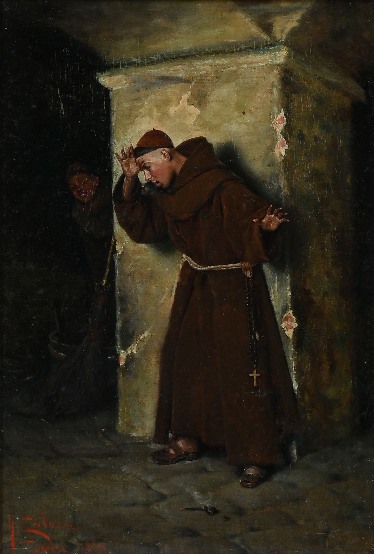 Appraisal: CALOSCI Arturo Italian - Young Monk Caught Smoking a Pipe