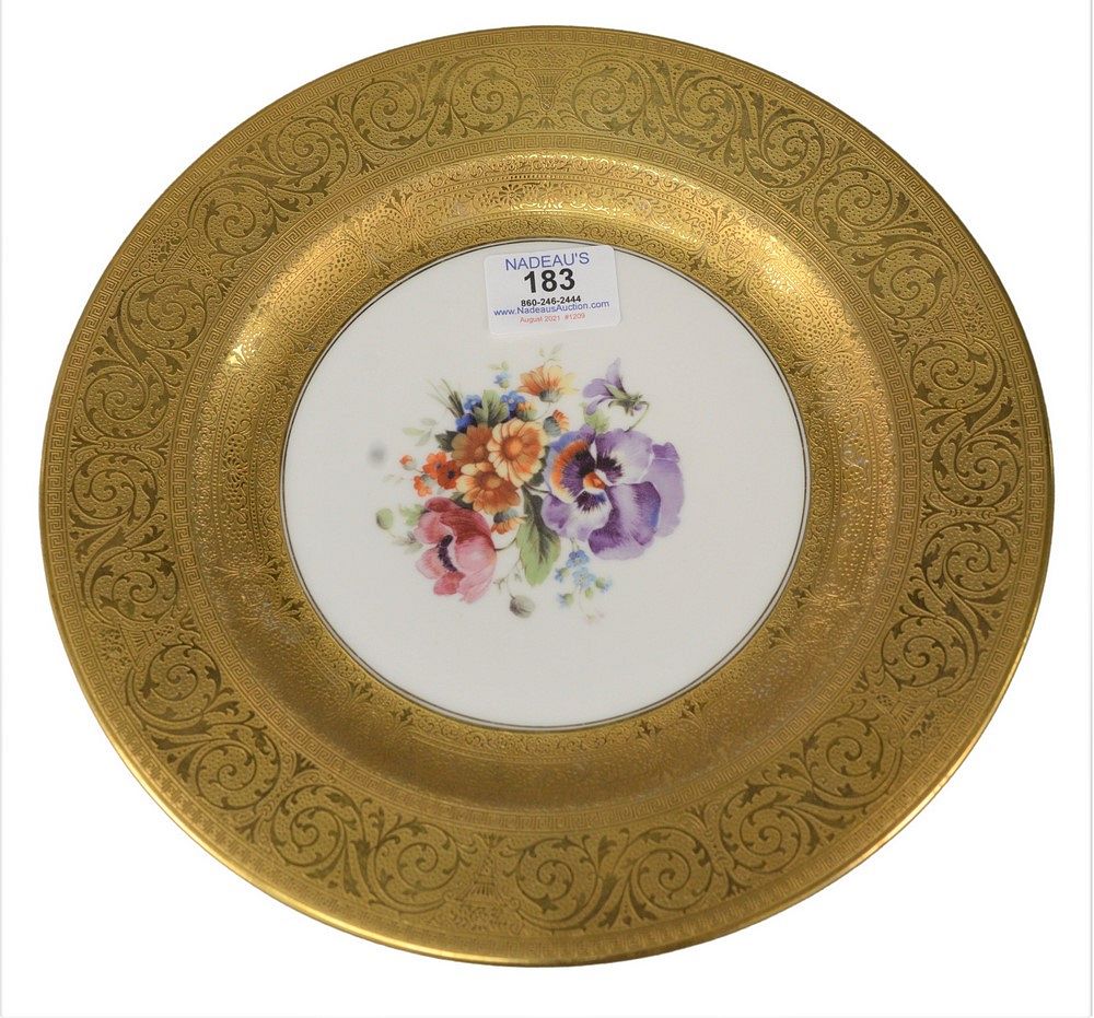 Appraisal: Set of Twelve Black Knight Dinner Plates having floral center