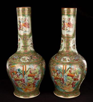 Appraisal: Two Chinese famille rose baluster vases late Qing dynasty enamelled