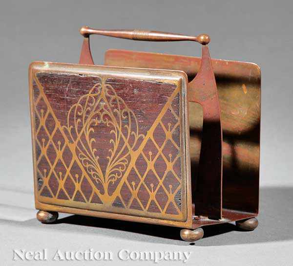 Appraisal: An Arts and Crafts Rosewood and Brass Inlaid Letter Stand