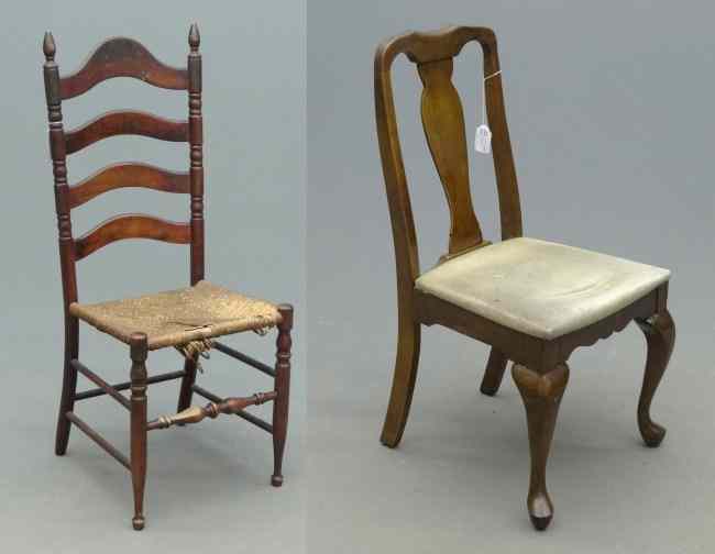 Appraisal: th c ladderback chair and Queen Anne style side chair