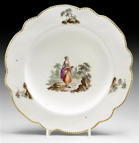 Appraisal: PLATE WITH LANDSCAPE PAINTING AND 'LARGE FIGURE' DECORATION ZURICH CIRCA