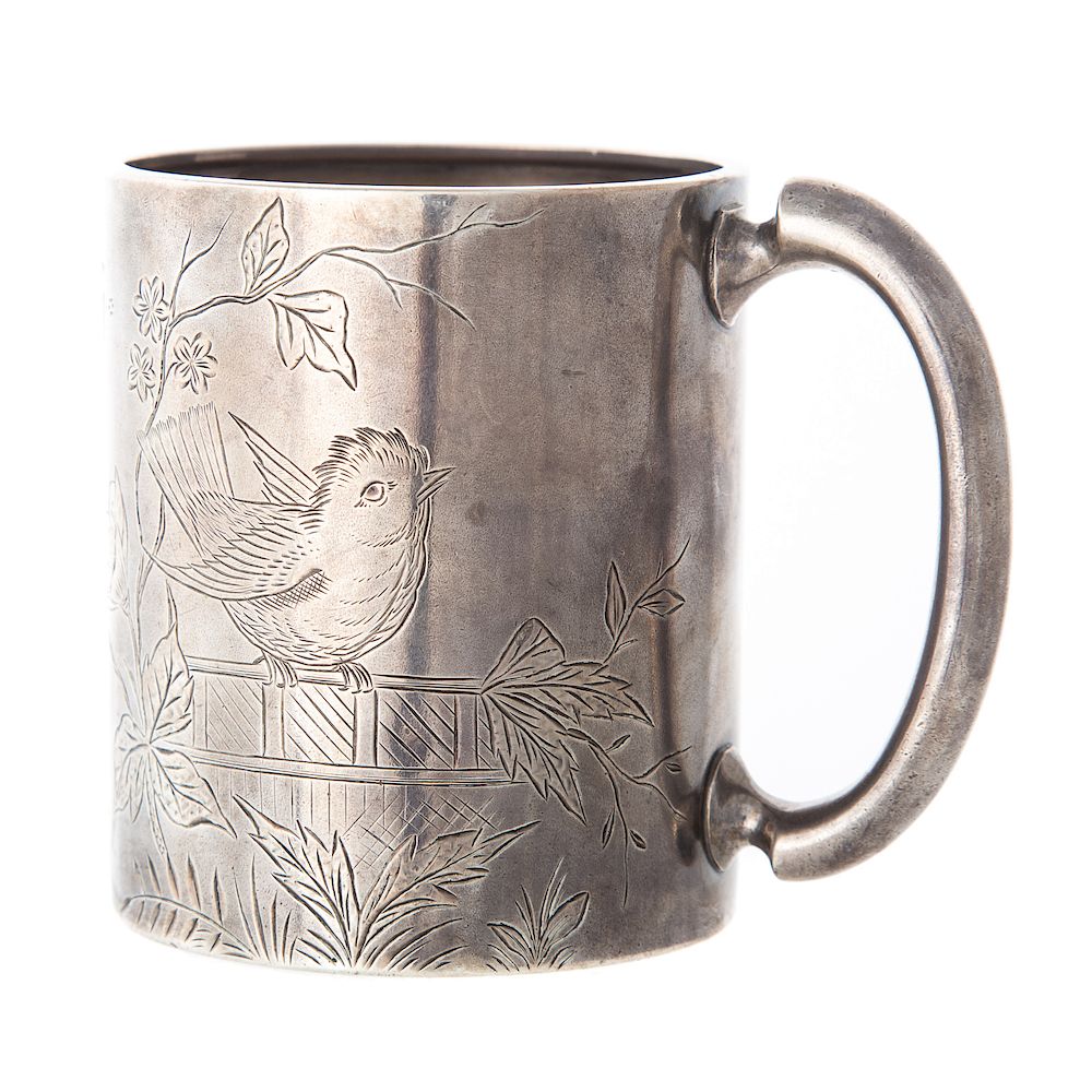 Appraisal: Japanesque sterling silver mug late th early th century with