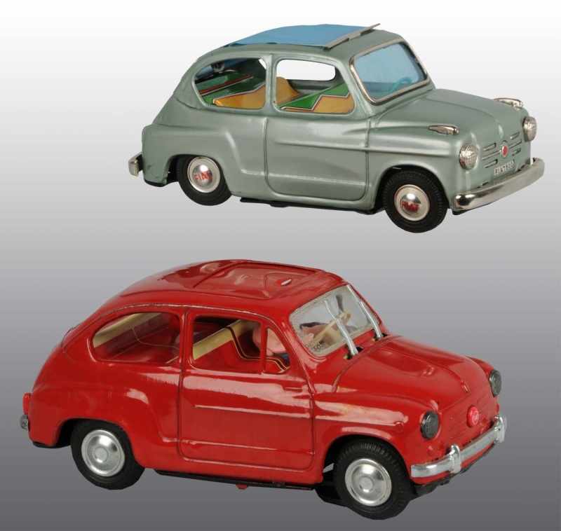 Appraisal: Lot of Tin Fiat Automobile Toys Description Japanese Working Includes