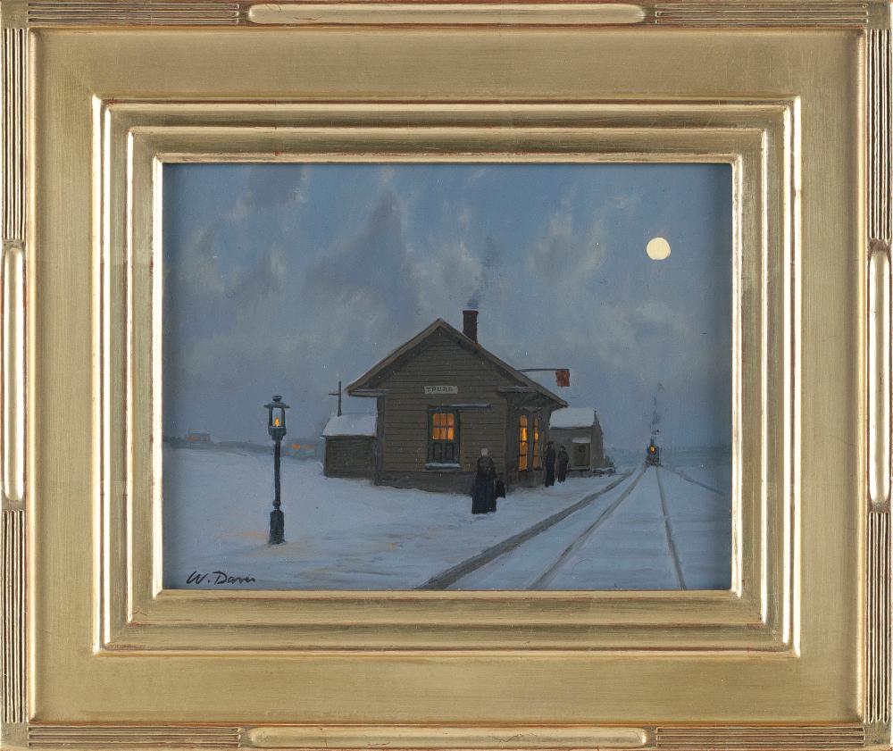 Appraisal: WILLIAM R DAVIS MASSACHUSETTS B WINTER NIGHT TRURO RAIL OIL