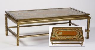 Appraisal: French coffee table w monuments of Paris top French gilt