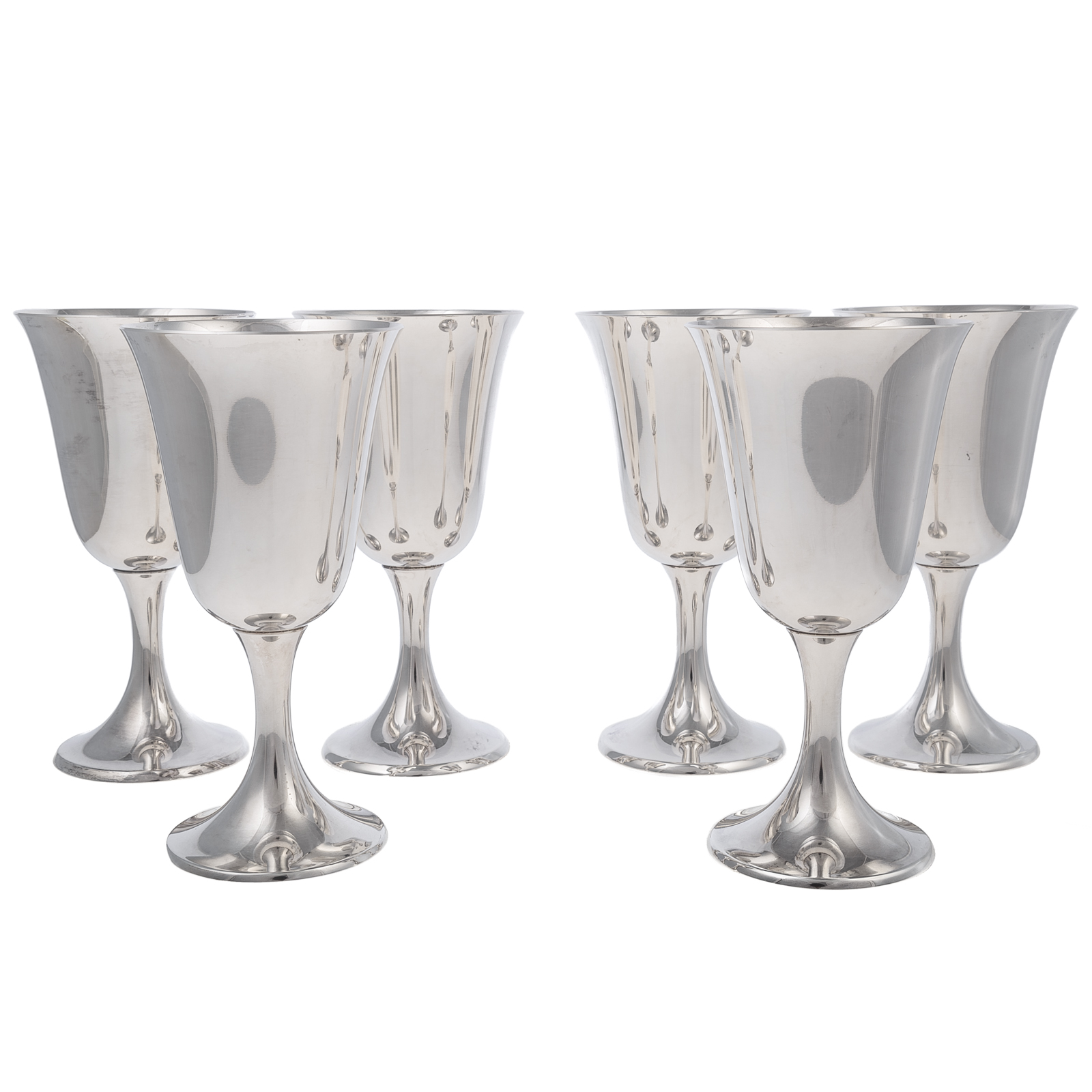 Appraisal: SIX GORHAM STERLING GOBLETS Model circular foot supporting a simple