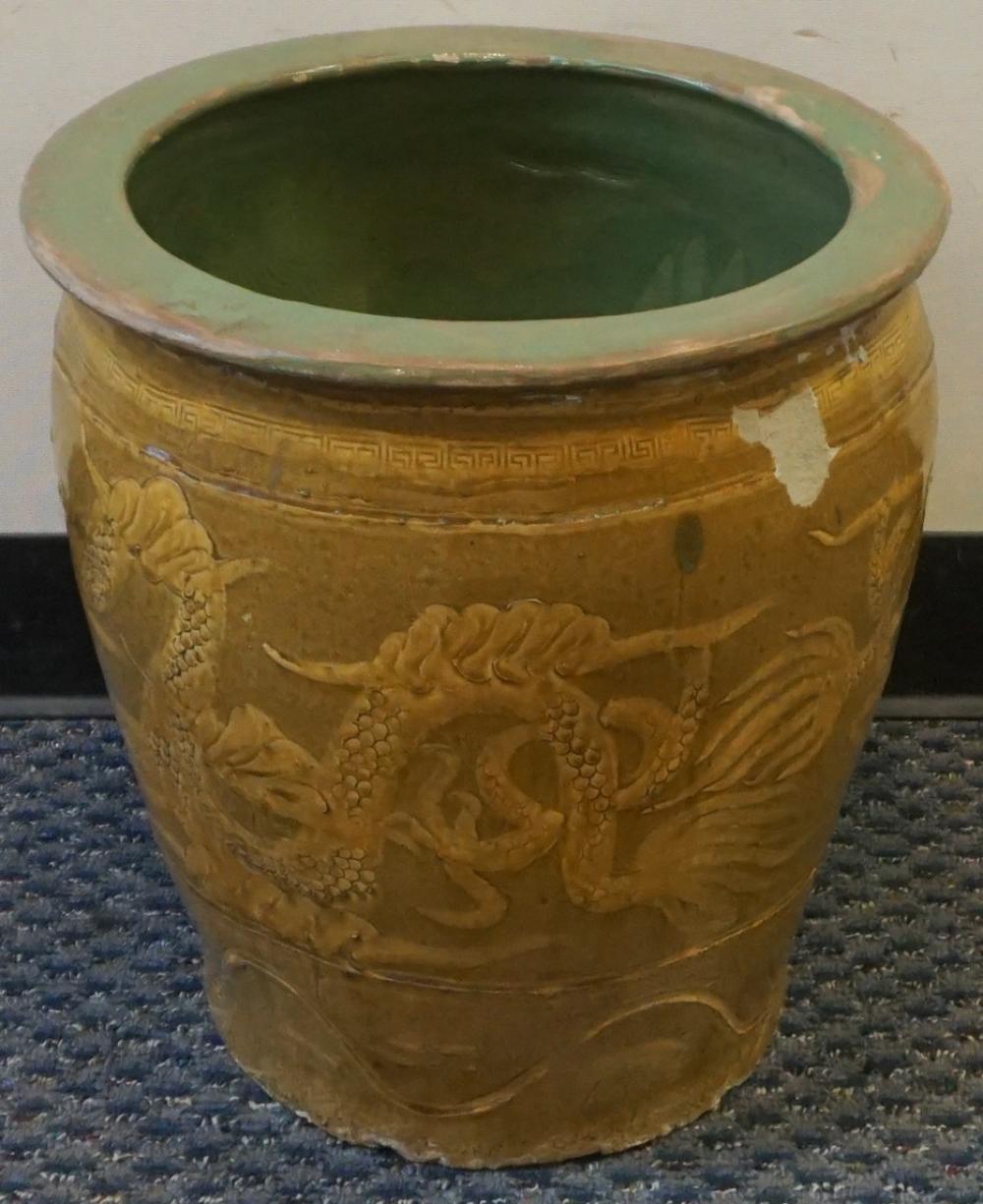 Appraisal: Chinese Glazed Stoneware Jardiniere H in cm