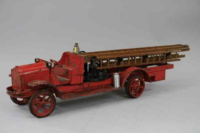 Appraisal: KELMET AERIAL FIRE TRUCK Pressed steel painted in red overall