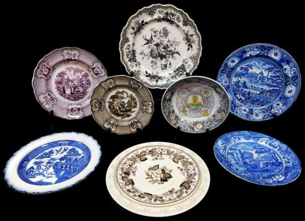 Appraisal: Transferware and stoneware English th C nine pieces including blue