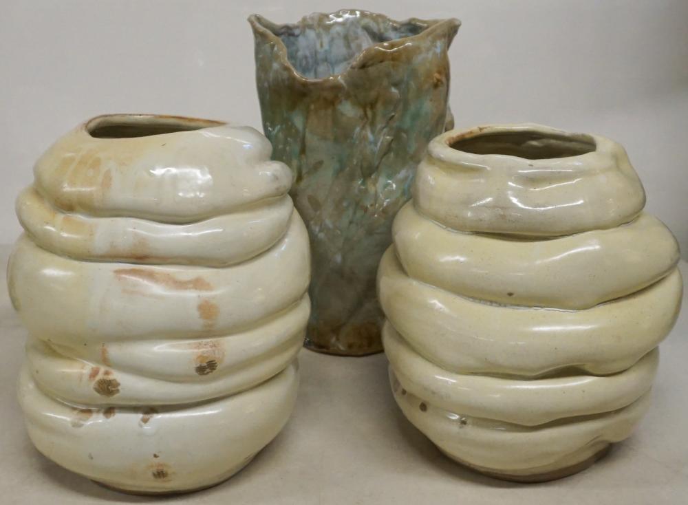 Appraisal: Two Goodwood Pottery Bee-Hive Form Vases and a Contemporary Glazed