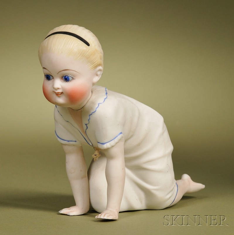 Appraisal: Kling Bisque Crawling Girl Germany c all-bisque child with swivel