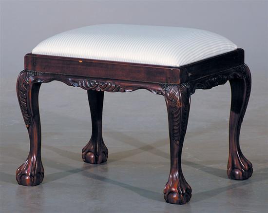 Appraisal: Chippendale style carved mahogany stool slip seat in plain rails