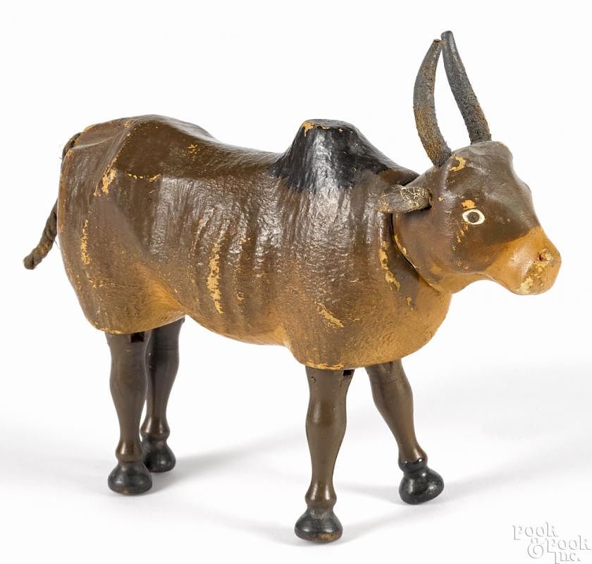 Appraisal: Schoenhut painted wood zebu with painted eyes '' l Schoenhut