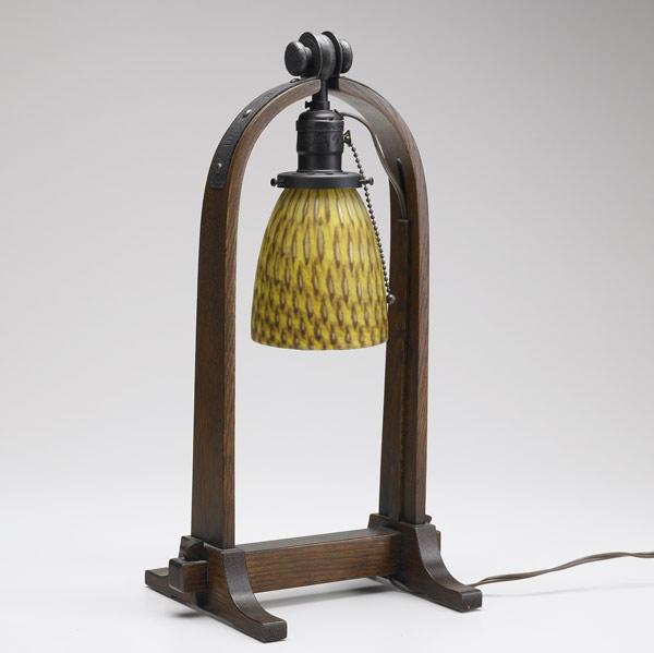 Appraisal: STICKLEY E J AUDI Reproduction Gustav Stickley style table lamp